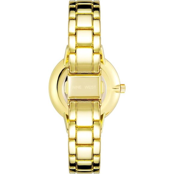Women\'s Metal Crystal Accented Bracelet Watch Adjustable Gold-Tone Jewelry